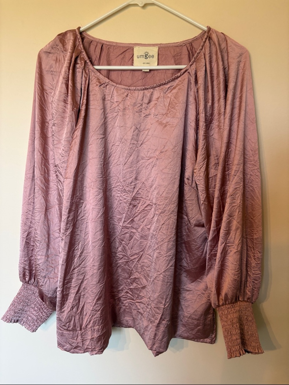 Umgee Dusty Rose Textured Scoop Neck Top